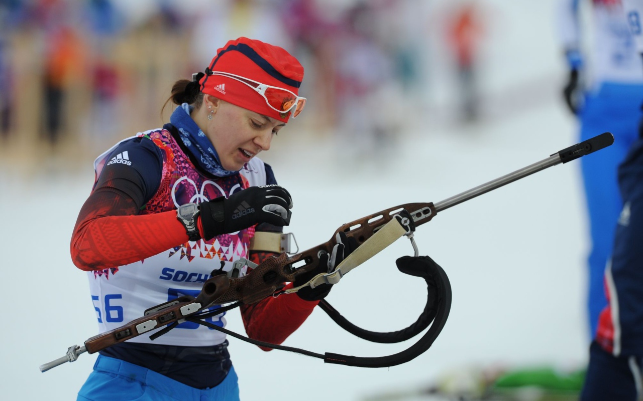 Ольга Вилухина российская биатлонистка обладательница серебряной медали