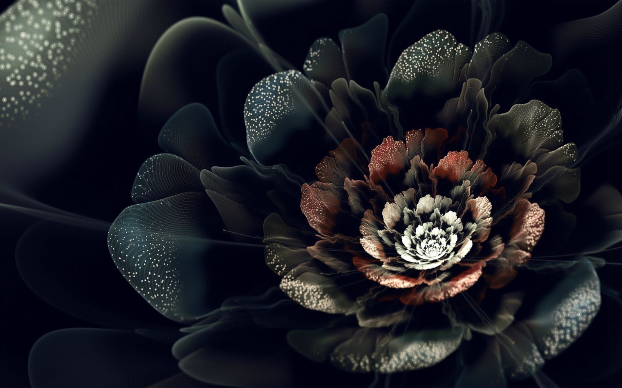 Абстрактный черный цифровой цветок