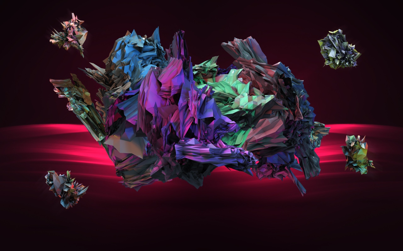 Абстрактный кристалл на красном фоне