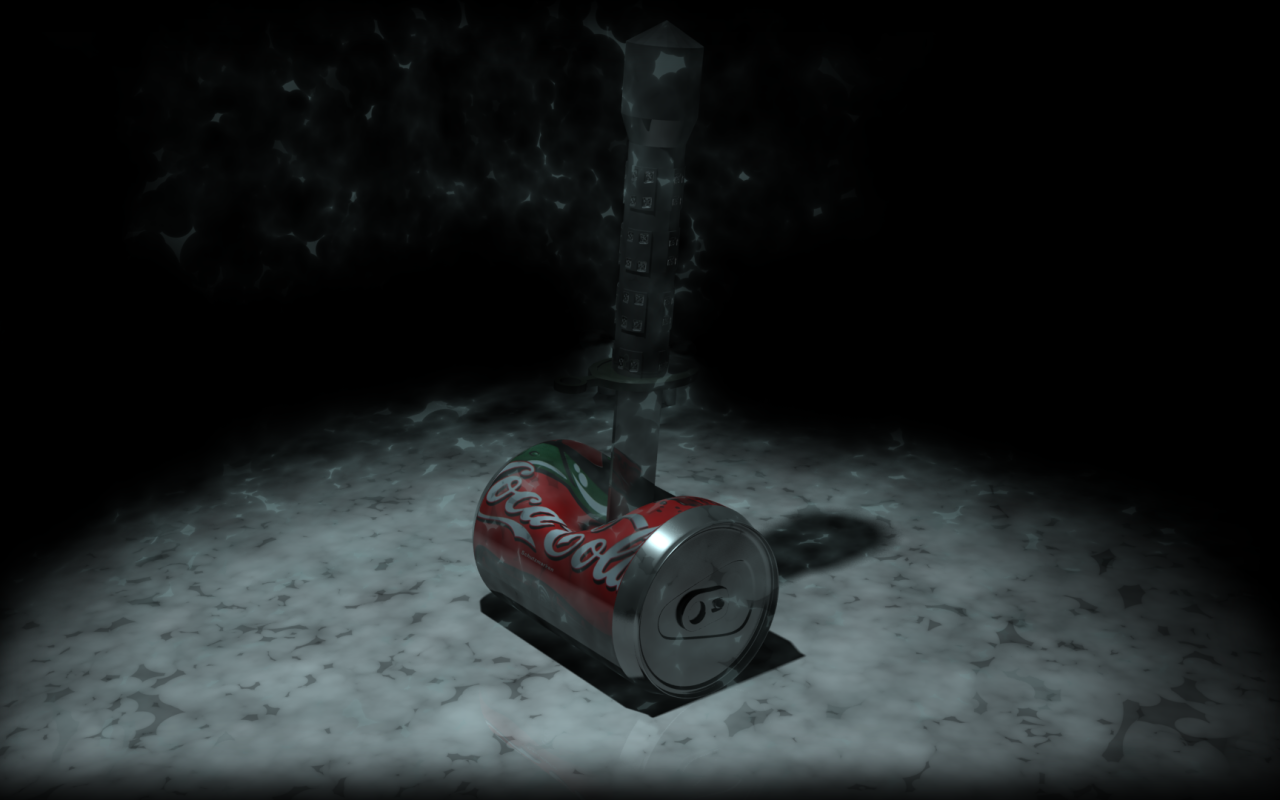 Банка Колы пробита ножем