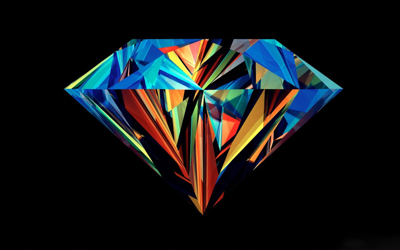 Бриллиант на черном фоне, 3-Д графика