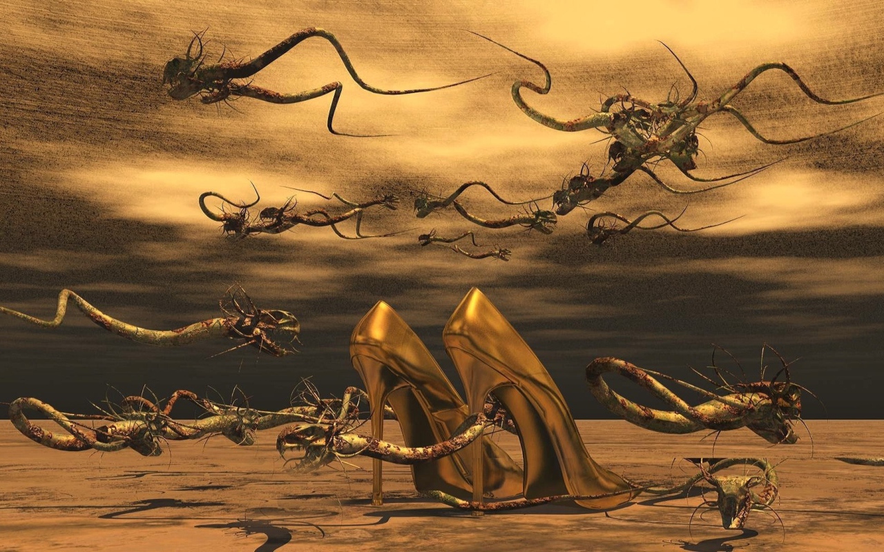 Золотые женские туфли на шпильках