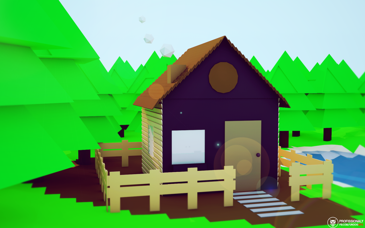 Домик среди леса, 3Д графика