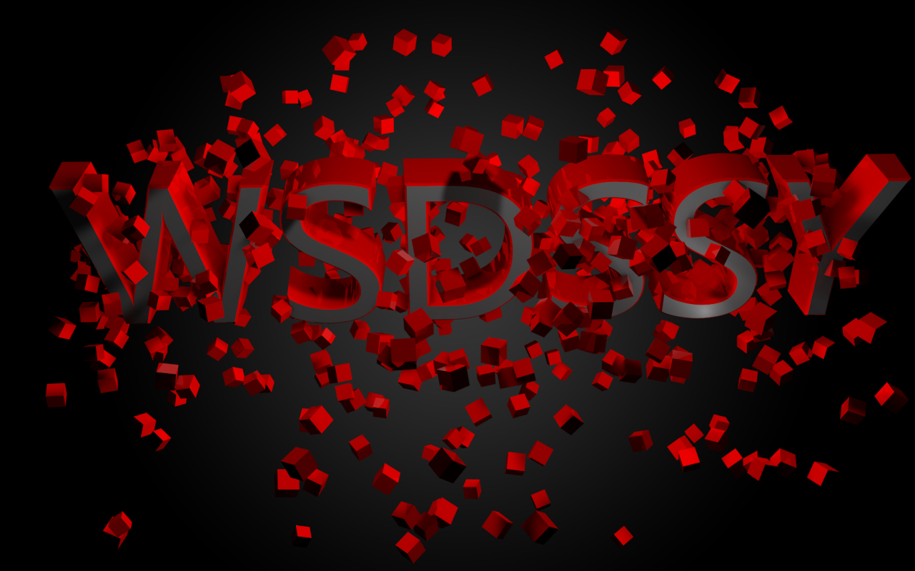 Буквы из красных кубов на черном фоне