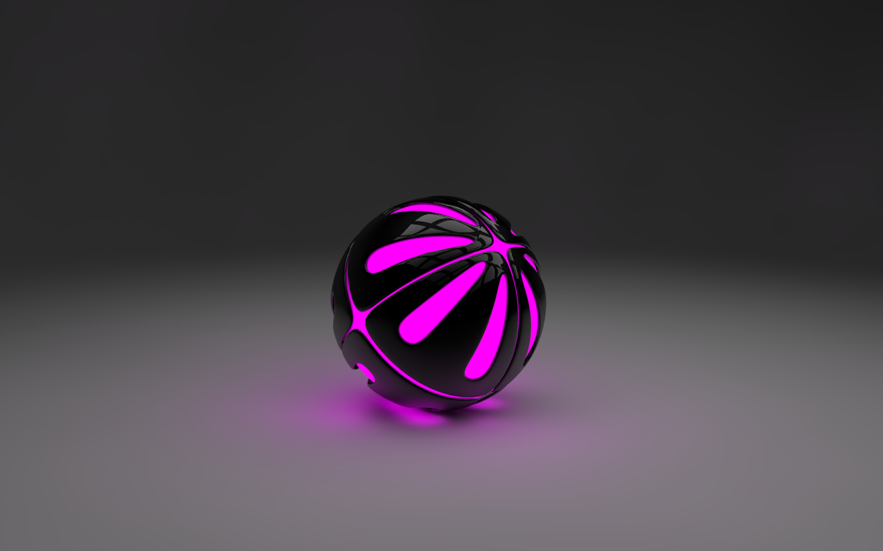 Сиреневый шар на сером фоне, 3-Д графика