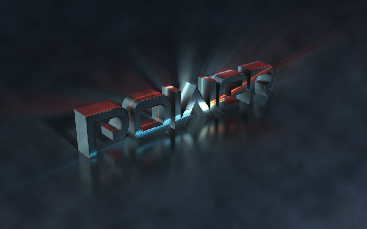 Металлическая надпись Power, 3Д графика