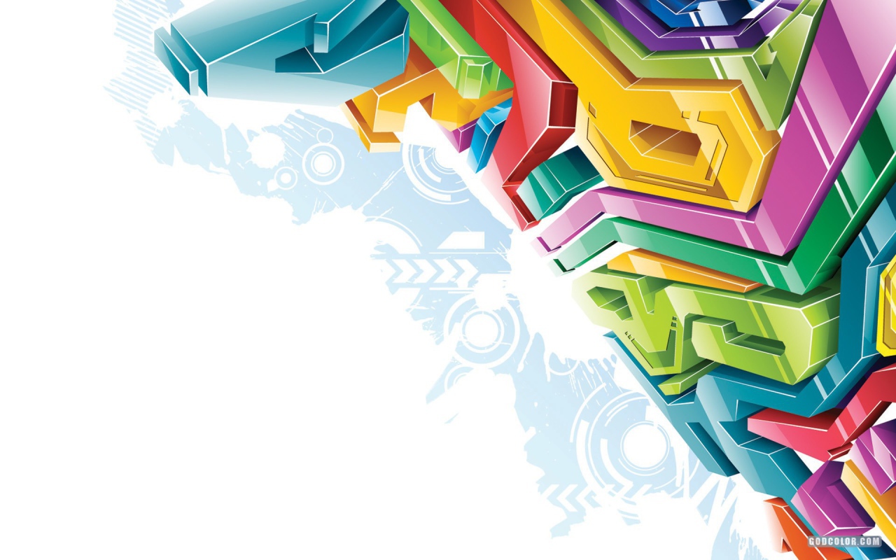 Разноцветные 3Д буквы на белом фоне