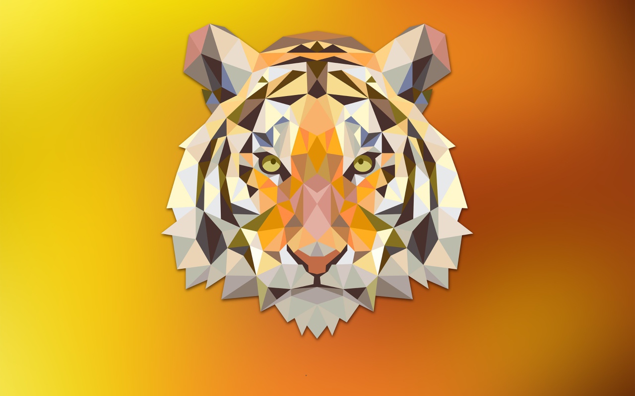 Голова оранжевого тигра, 3-Д графика