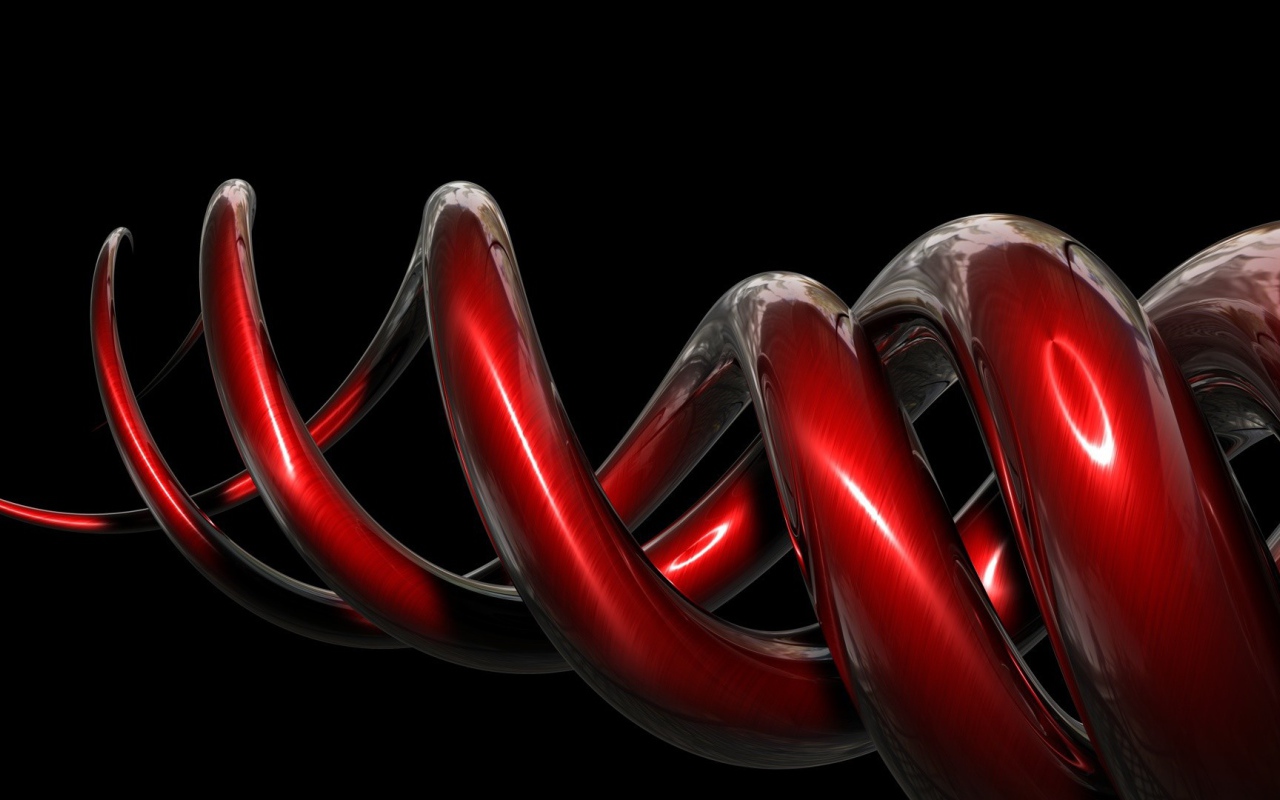Красная спираль на черном фоне, 3-Д графика