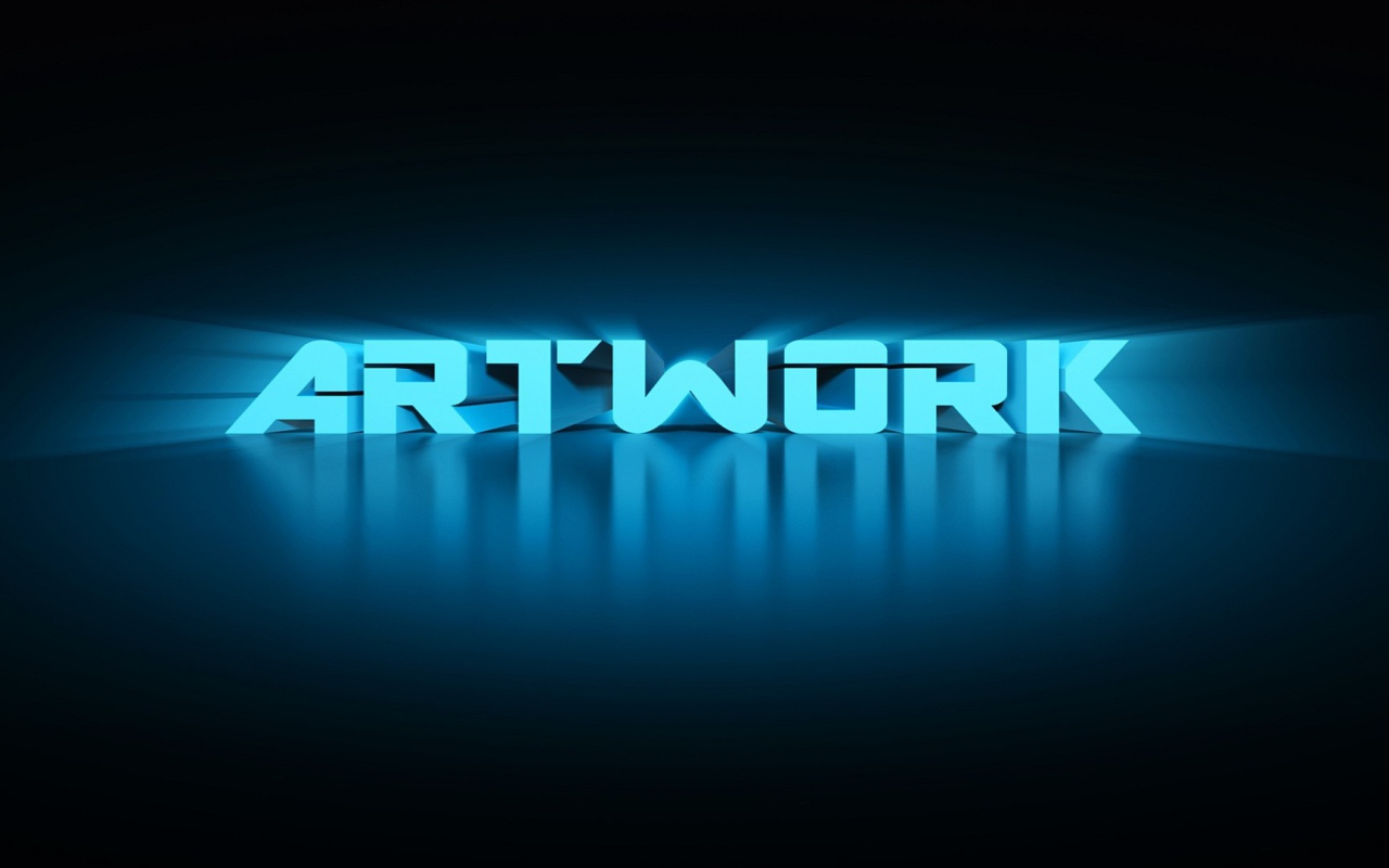 Голубые буквы на темном фоне, 3Д графика