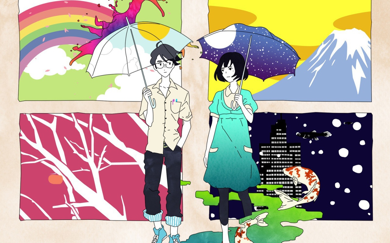 Акаши и Ваташи из аниме Сказ о четырех с половиной татами