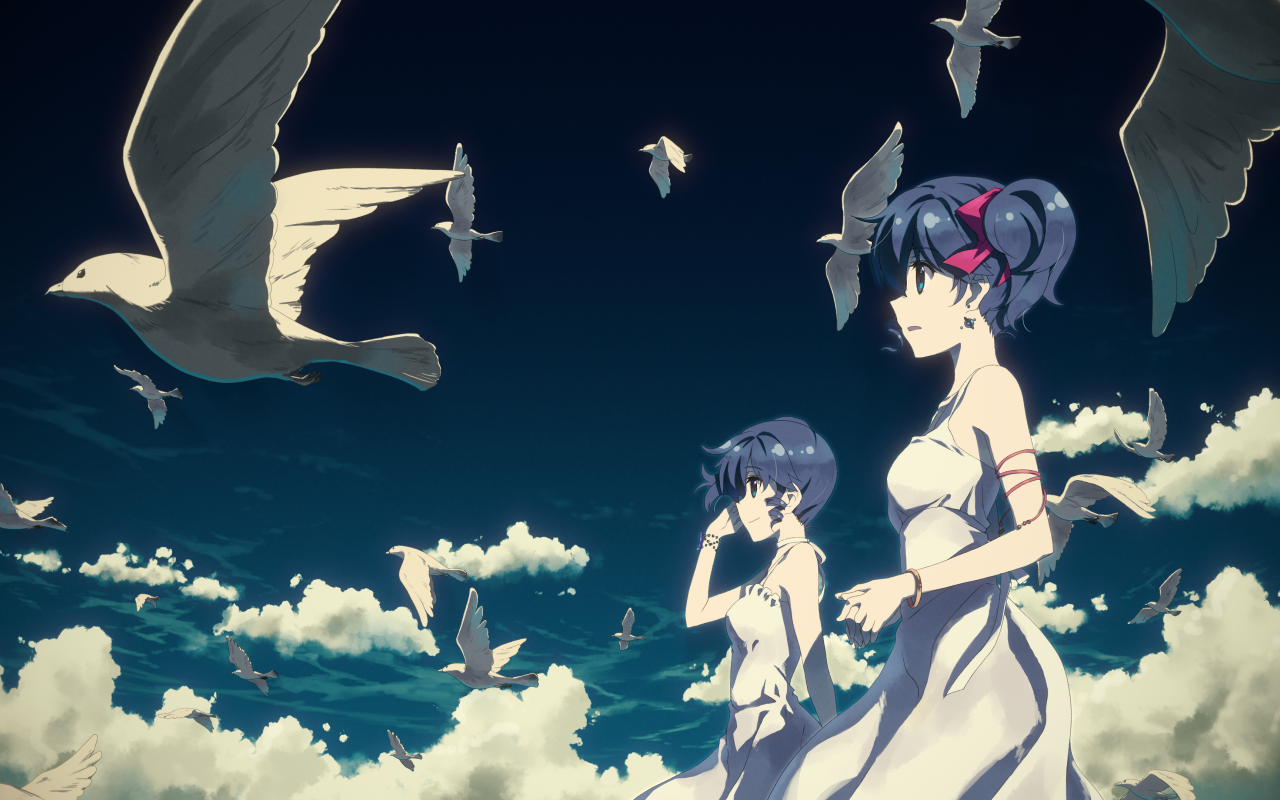 Персонажи аниме DJ Max среди птиц