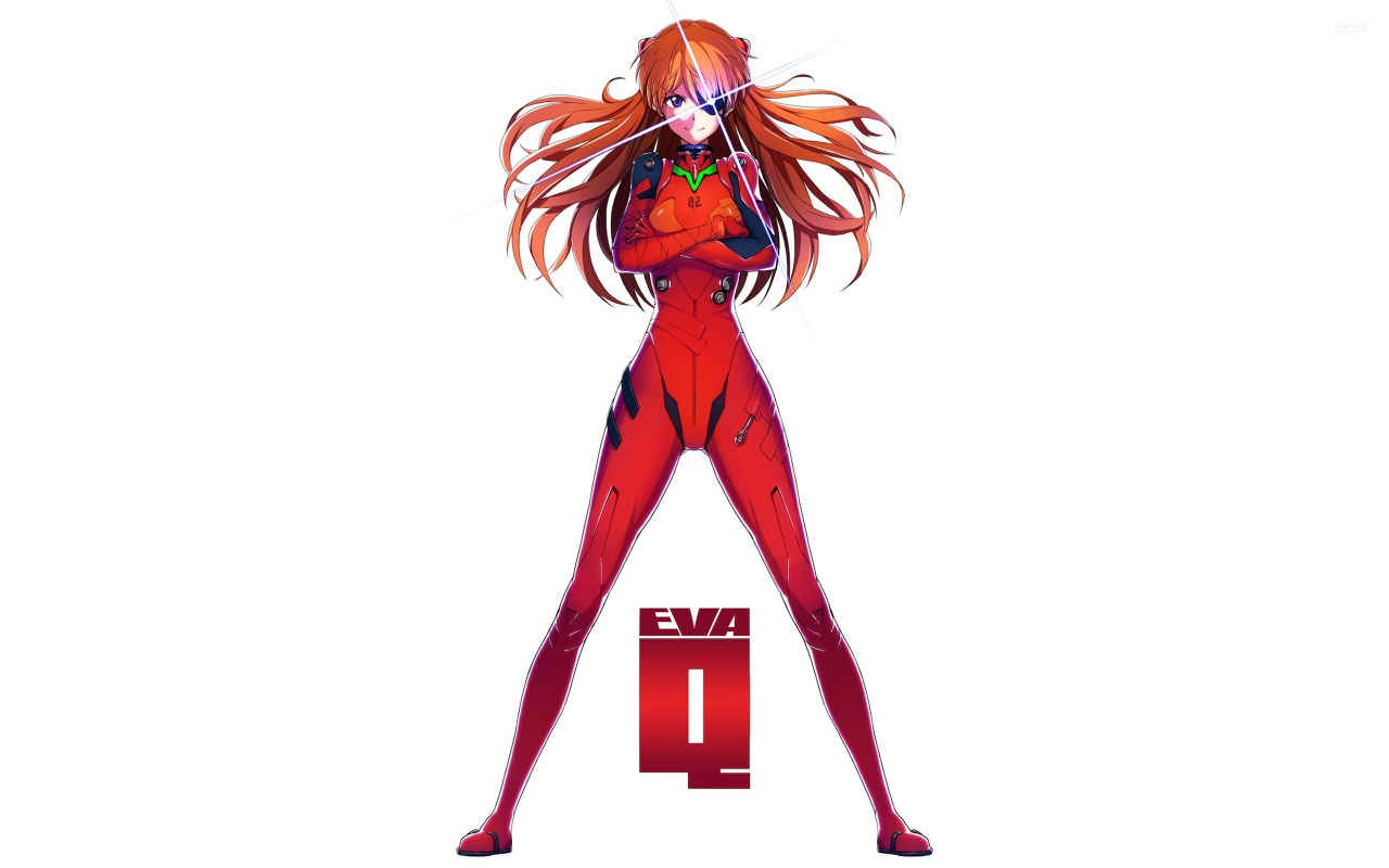 Девушка аниме Аска Лэнгли Сорью в красном