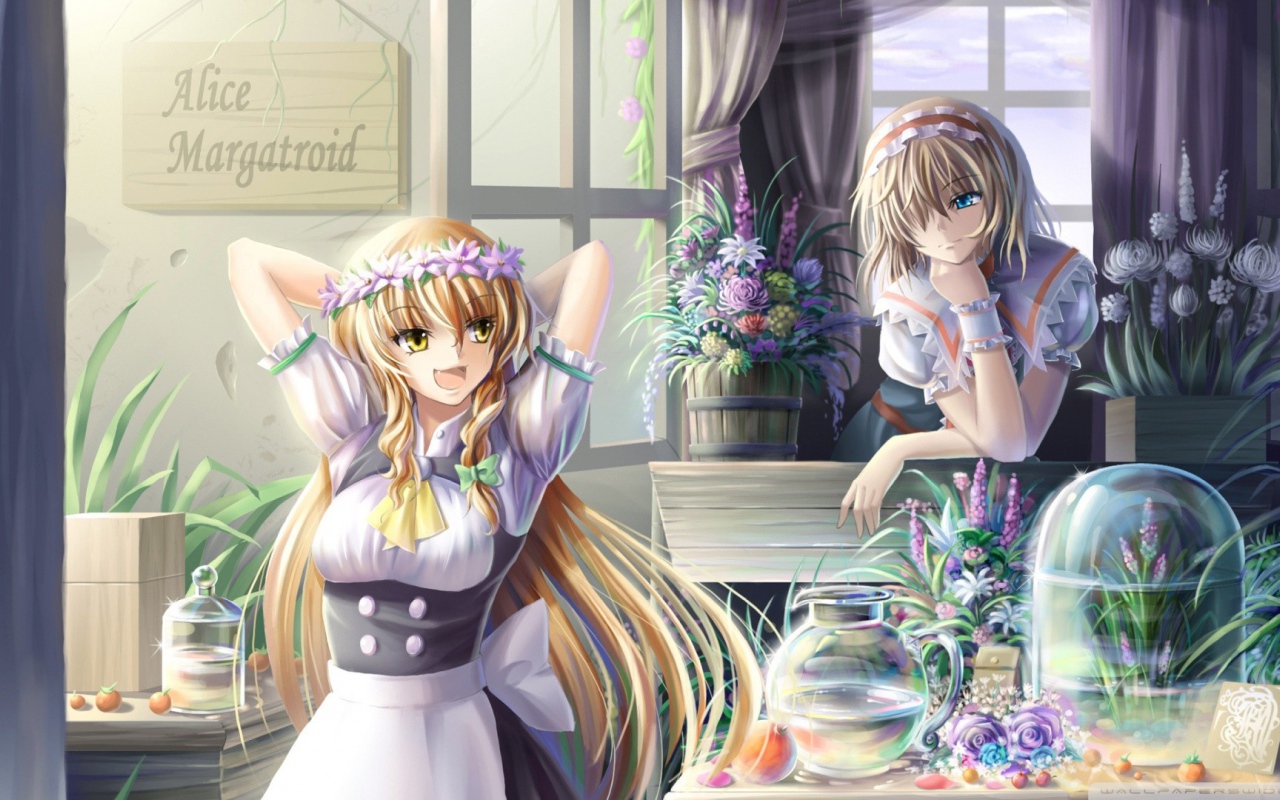 Аниме девушки продают цветы