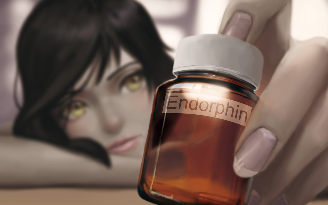 Аниме девушка с баночкой эндорфина