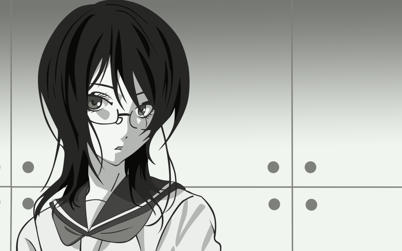 Девушка в очках в аниме Sayonara Zetsubou Sensei