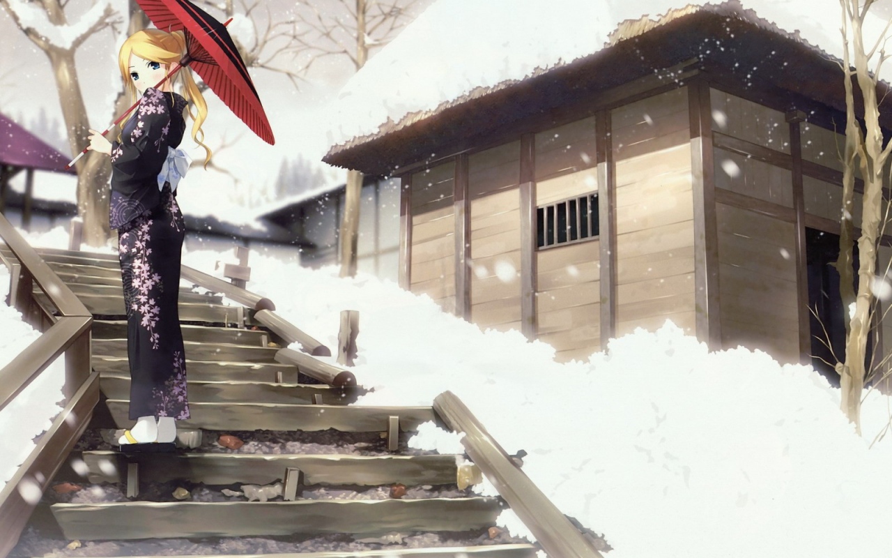 Девушка с зонтом в манге Sayonara Zetsubou Sensei