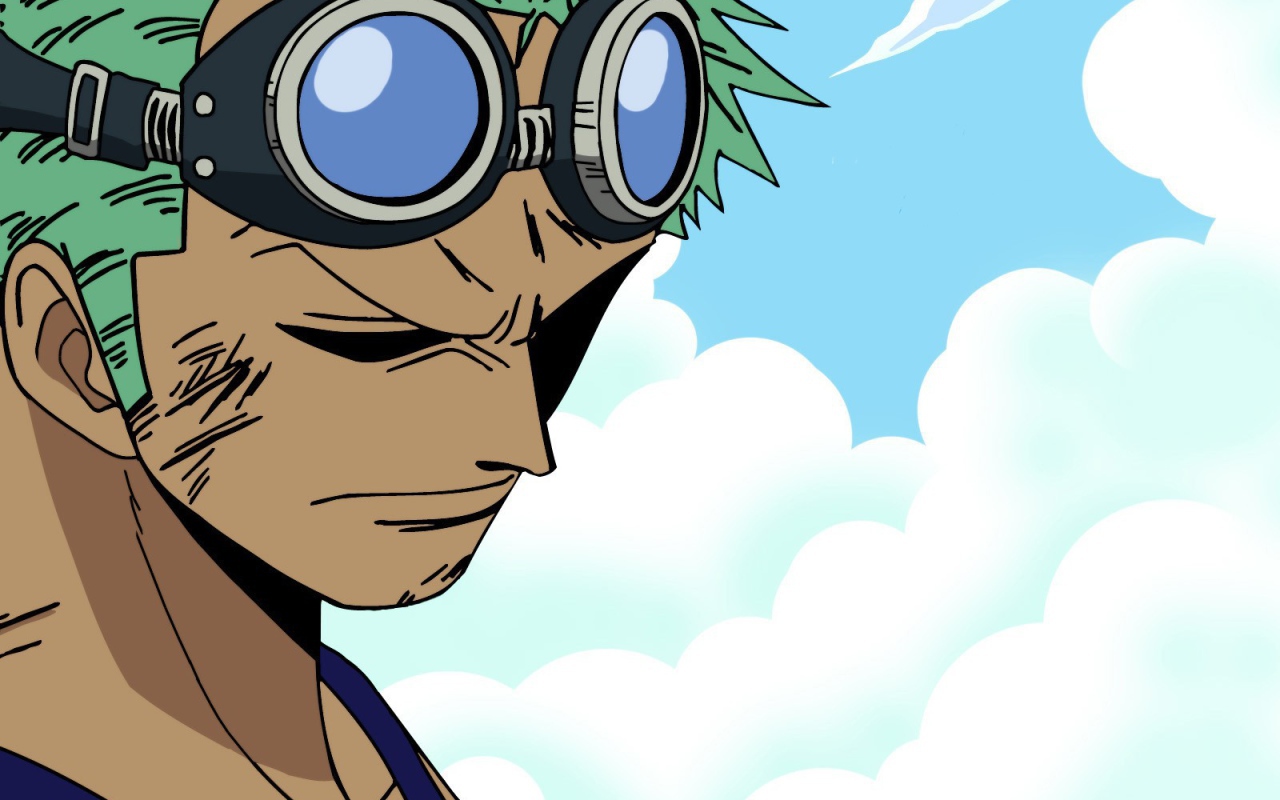 Зеленоволосый персонаж аниме Большой куш в очках