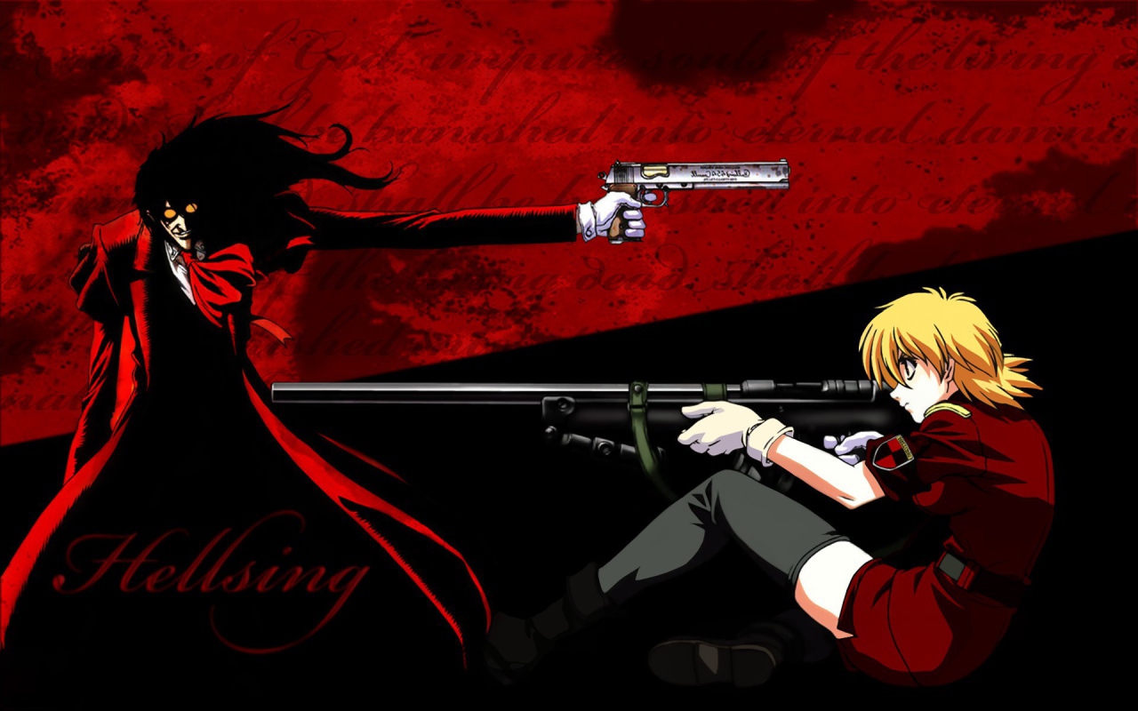 Персонажи аниме Hellsing с оружием