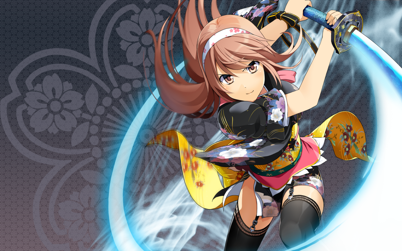 Световой меч в руке девушки аниме Onigirl