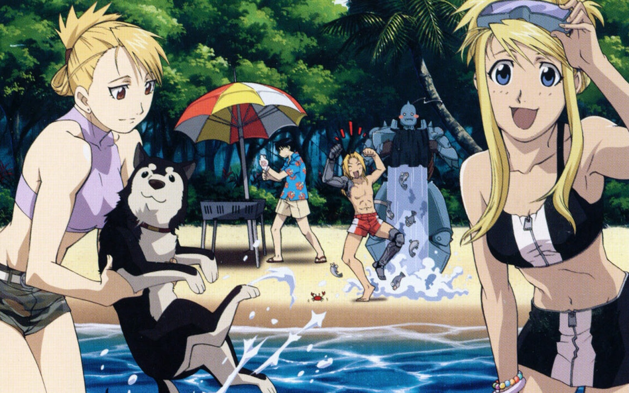 Отдых у бассейна в аниме Стальной алхимик