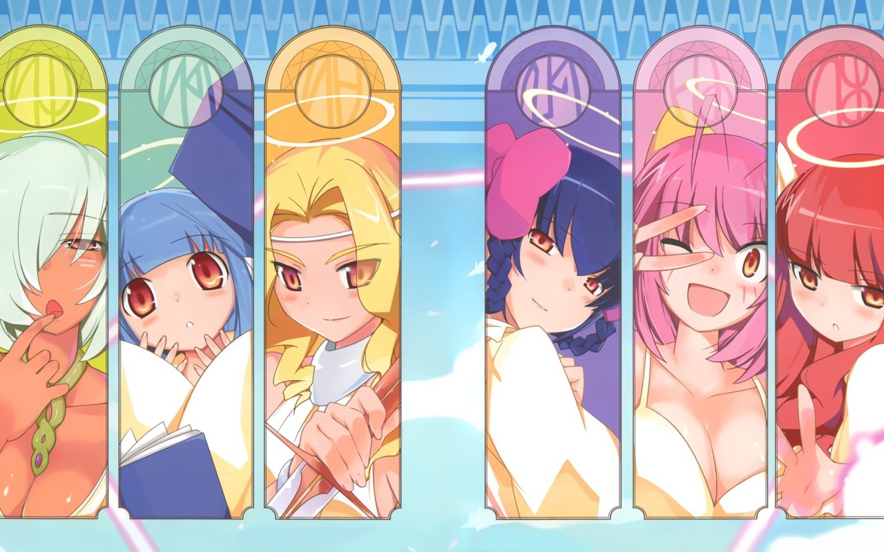 Таблички с лицами героев аниме Одному лишь Богу ведомый мир