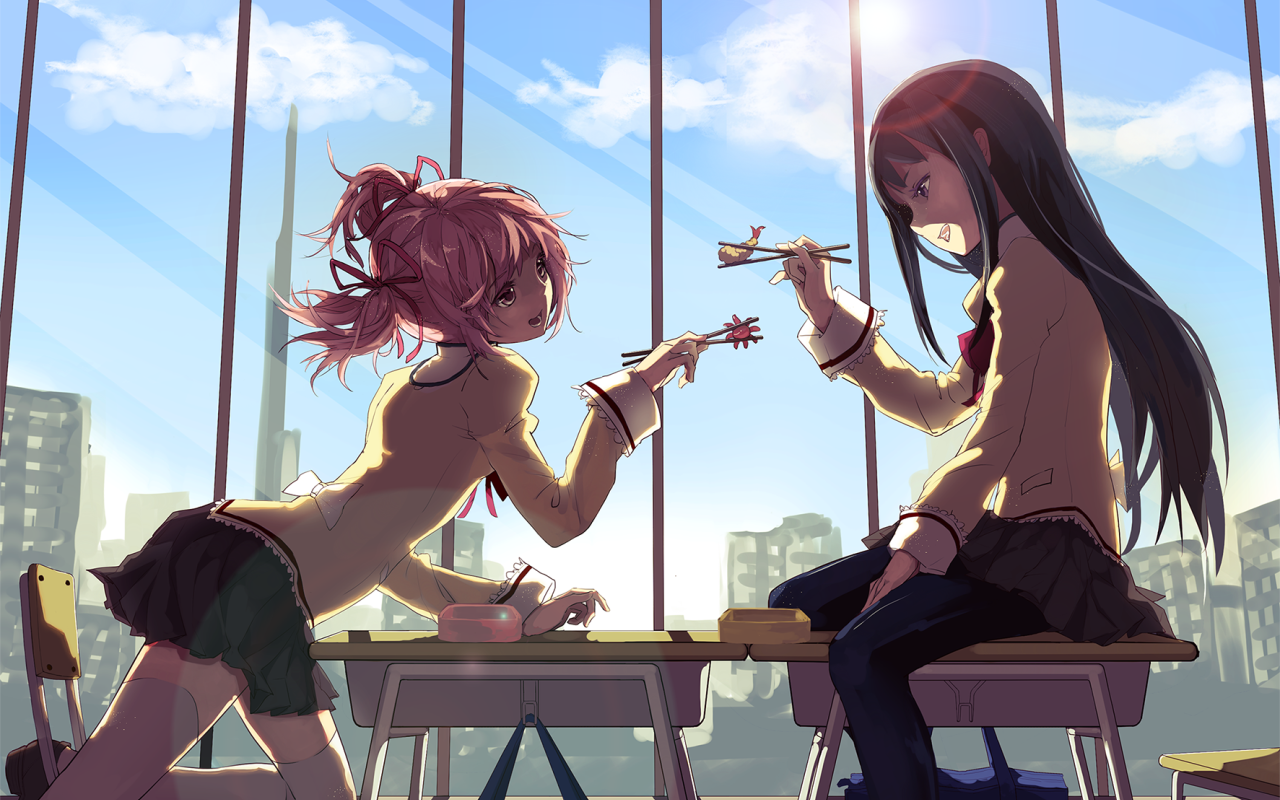 Сцена в аниме Mahou Shoujo Madoka Magica