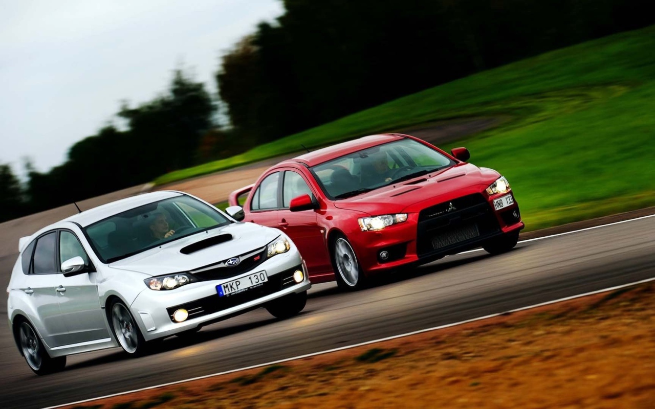 Соревнование Мицубиши и Субару