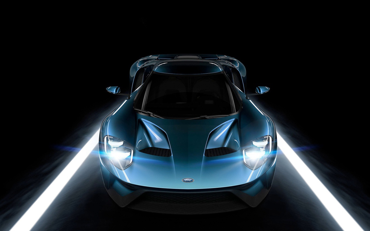 Неоновый автомобиль Ford GT 2015