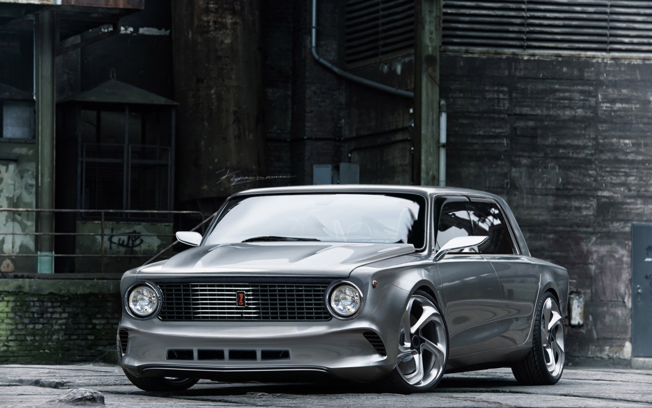 Серый ВАЗ после тюнинга