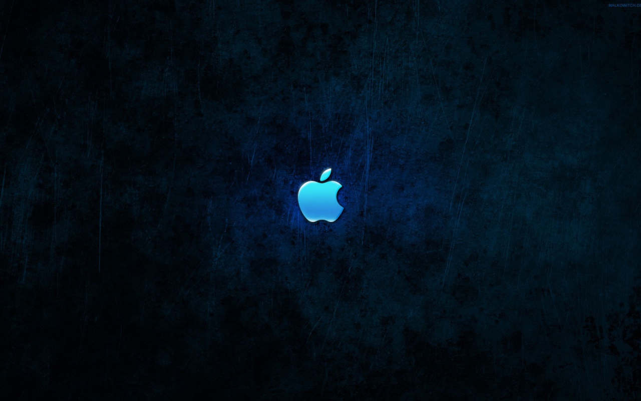 Логотип Эппл на сине черном фоне