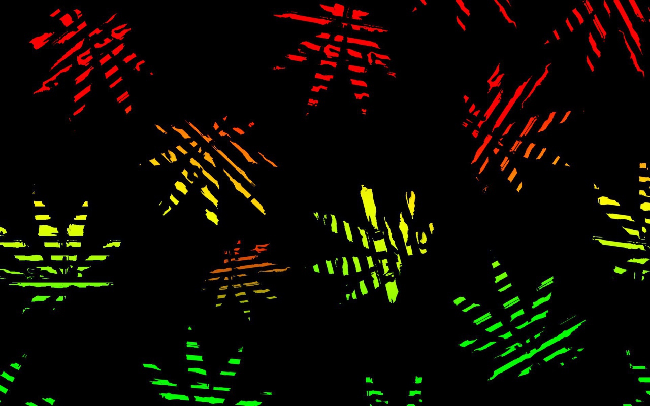 Яркие листья, черный фон