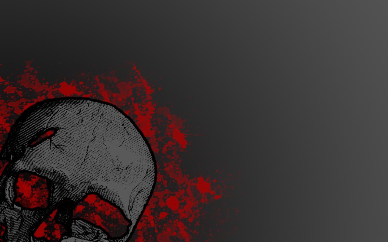 Горящий череп, серый фон