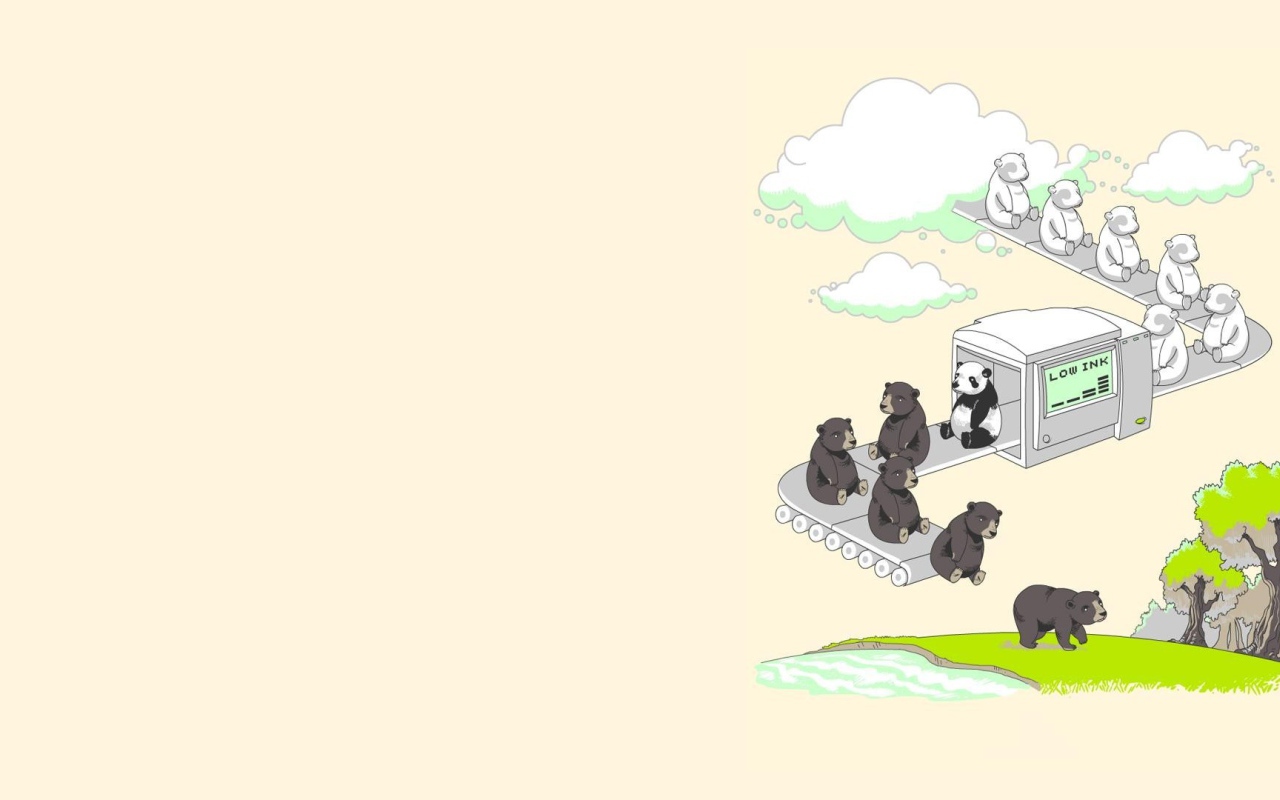 Небесная фабрика медведей, светлый фон