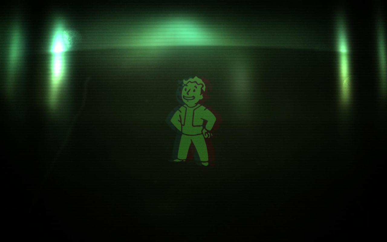 Персонаж Pip-Boy, зеленый фон