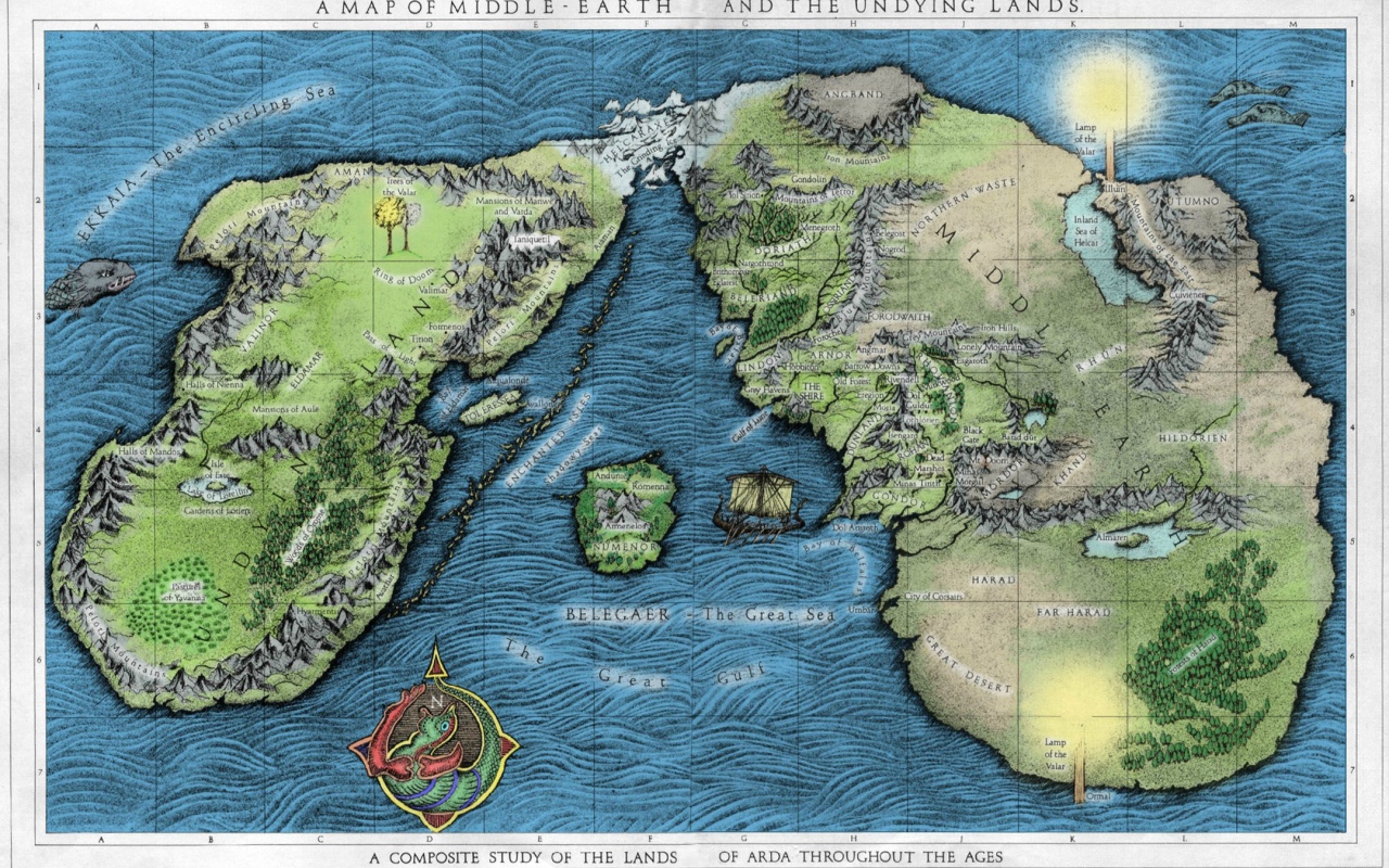 Цветная карта Средиземья, Властелин колец