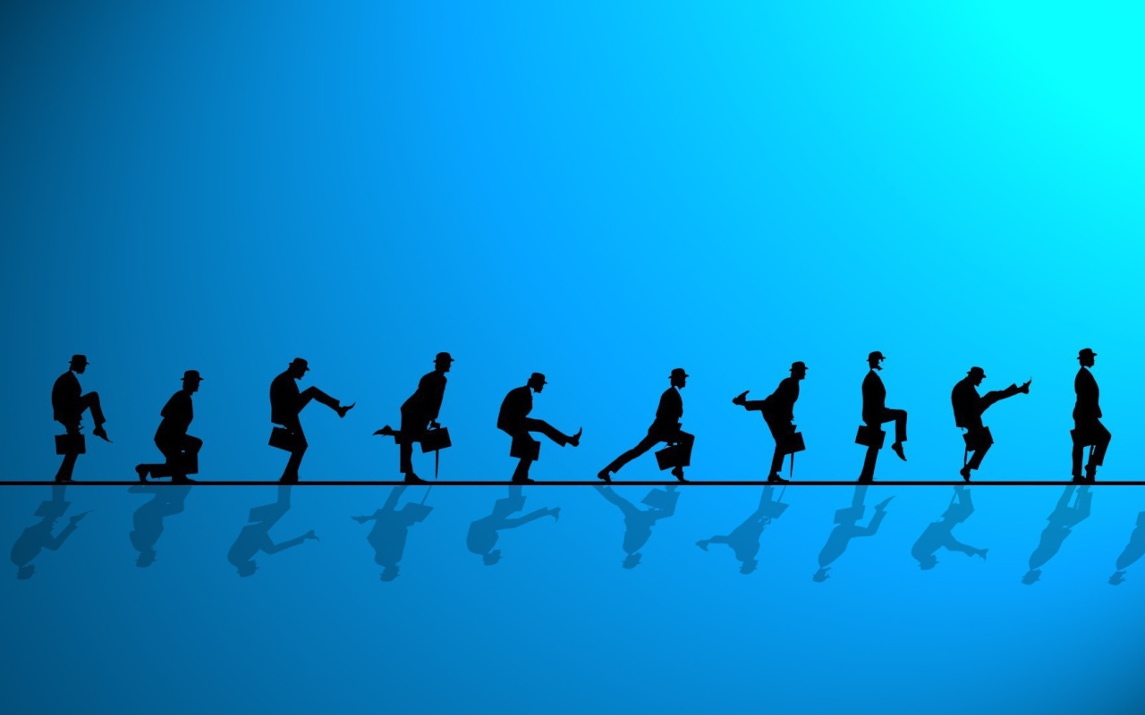 Комик группа Монти Пайтон, голубой фон