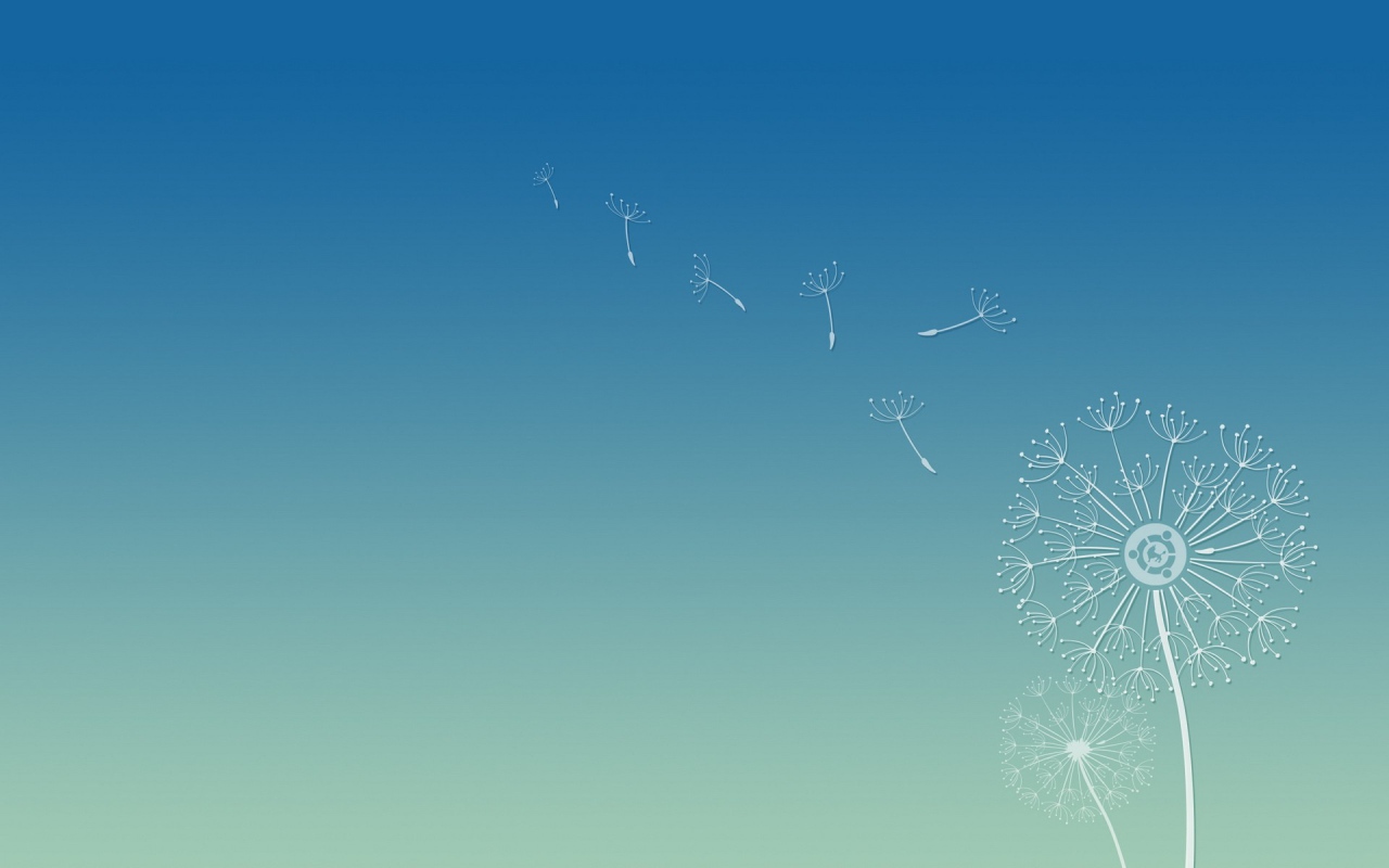 Семена одуванчика, фон Убунту