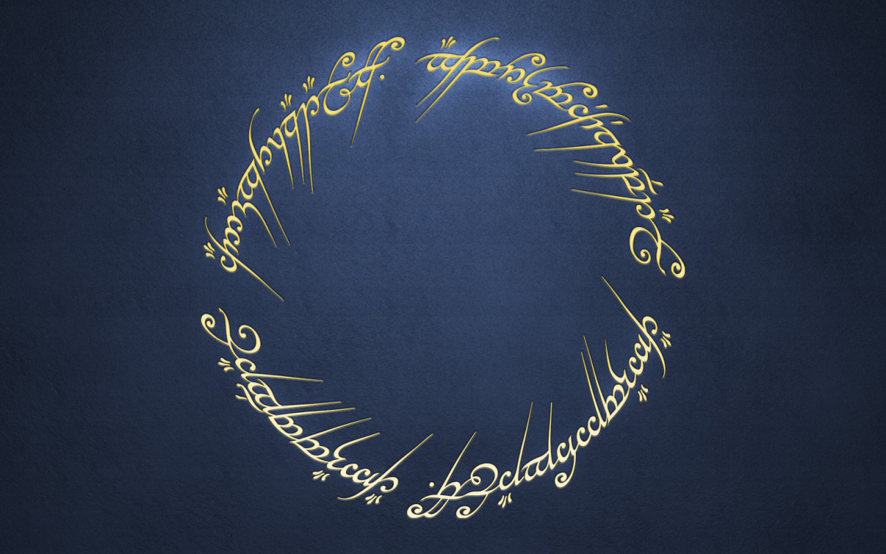 Надписи с Кольца всевластия на синем фоне