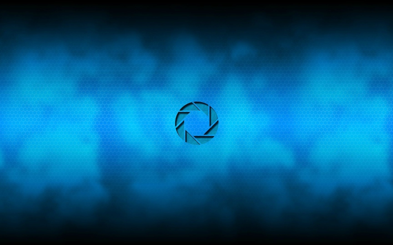 Логотип Aperture Science, синий фон