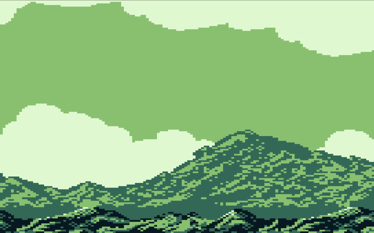 Горный пейзаж, цифровой зеленый фон