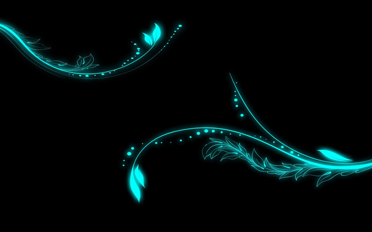 Неоновые цветы на черном фоне