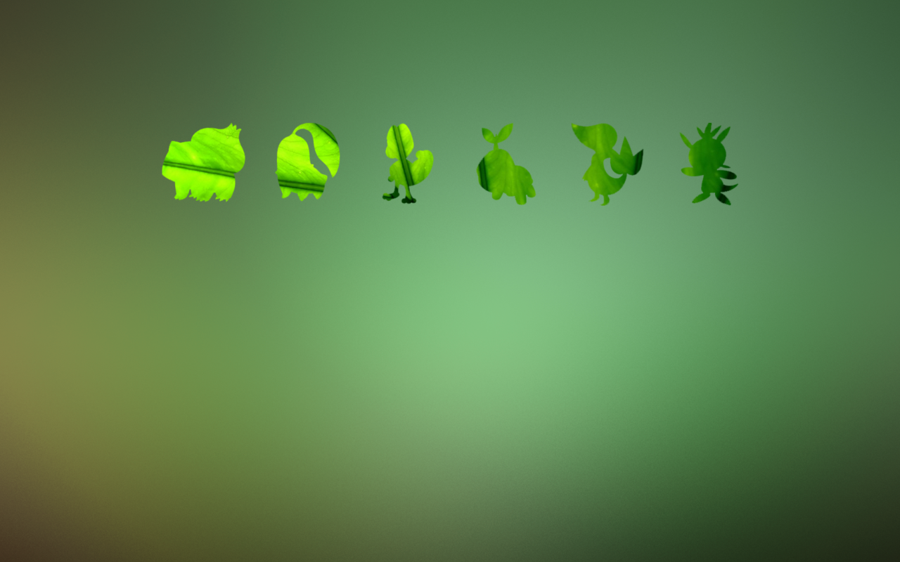 Покемоны, зеленый фон