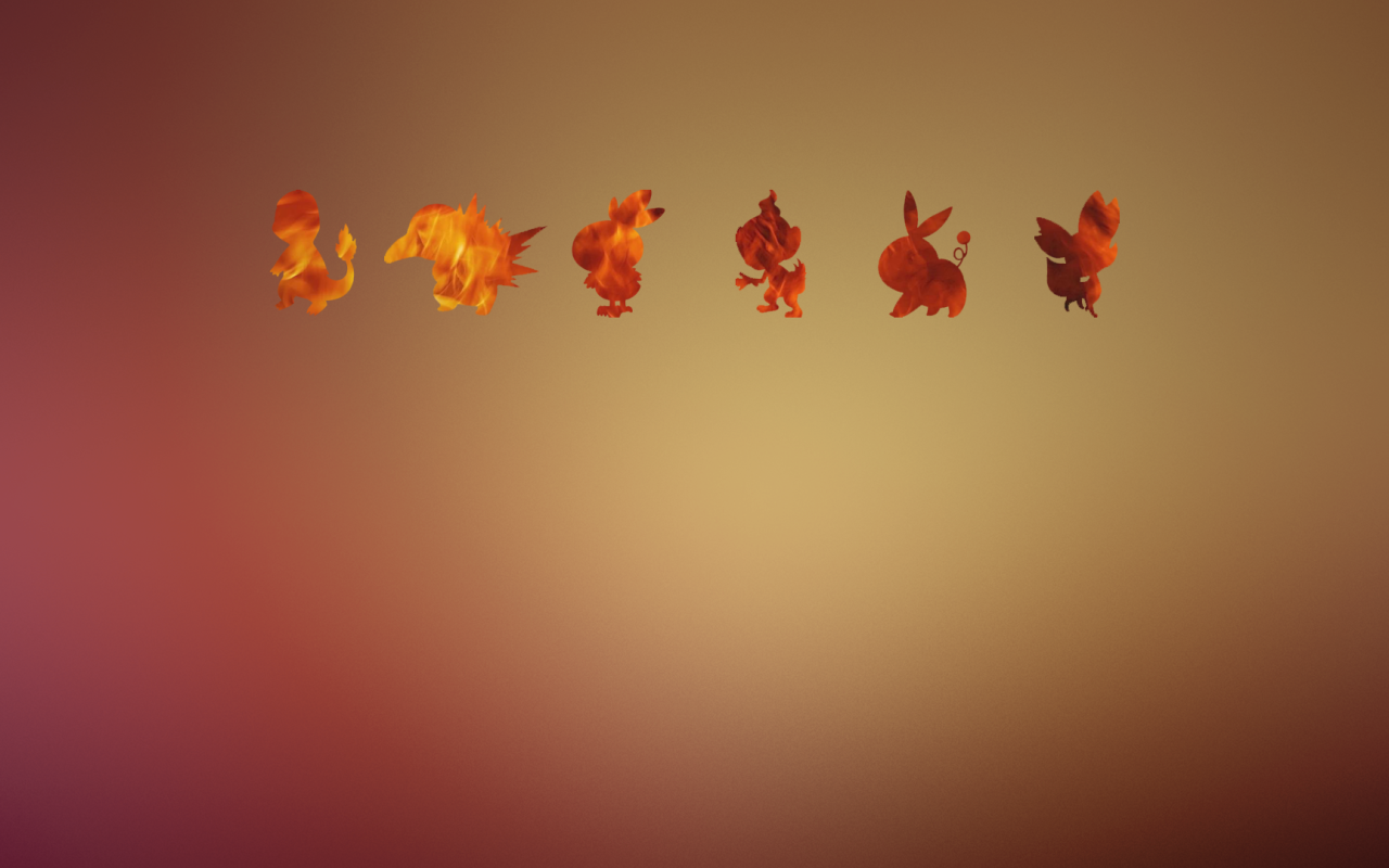 Покемоны, оранжевый фон