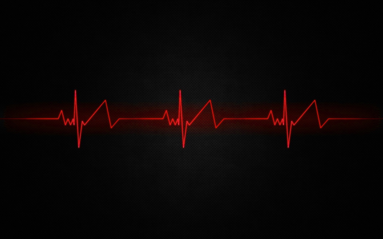 Красная нить пульса на черном фоне