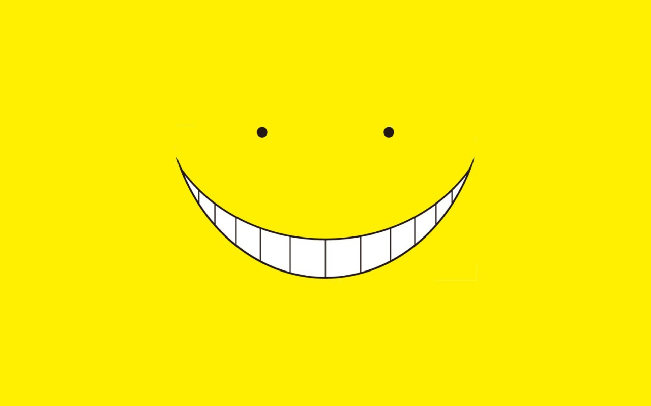 Улыбка смайлика, желтый фон