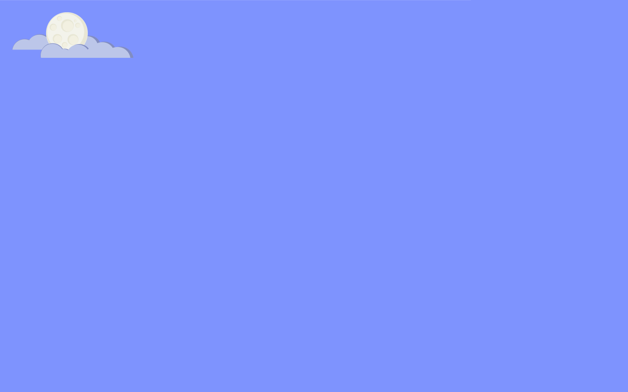 Луна в облаках в углу голубого фона