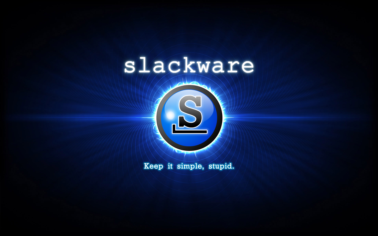 Операционная система Slackware, синий фон