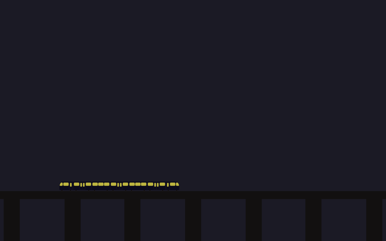 Поезд на мосту, сине черный фон