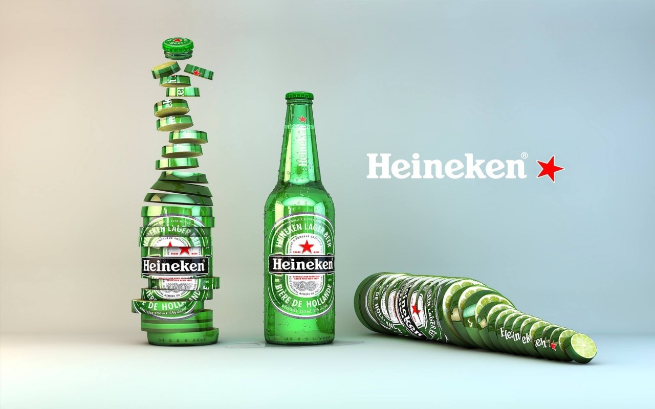 Нарезанная бутылка пива Heineken